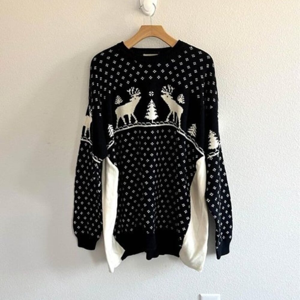 East Island Vintage Retro Reindeer Holiday Cozy Cotton Sweater Sz M‎
